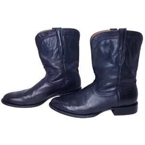 RUJO BLACK LEATHER ROPER BOOTS Cowboy Western Men's Size 13 D